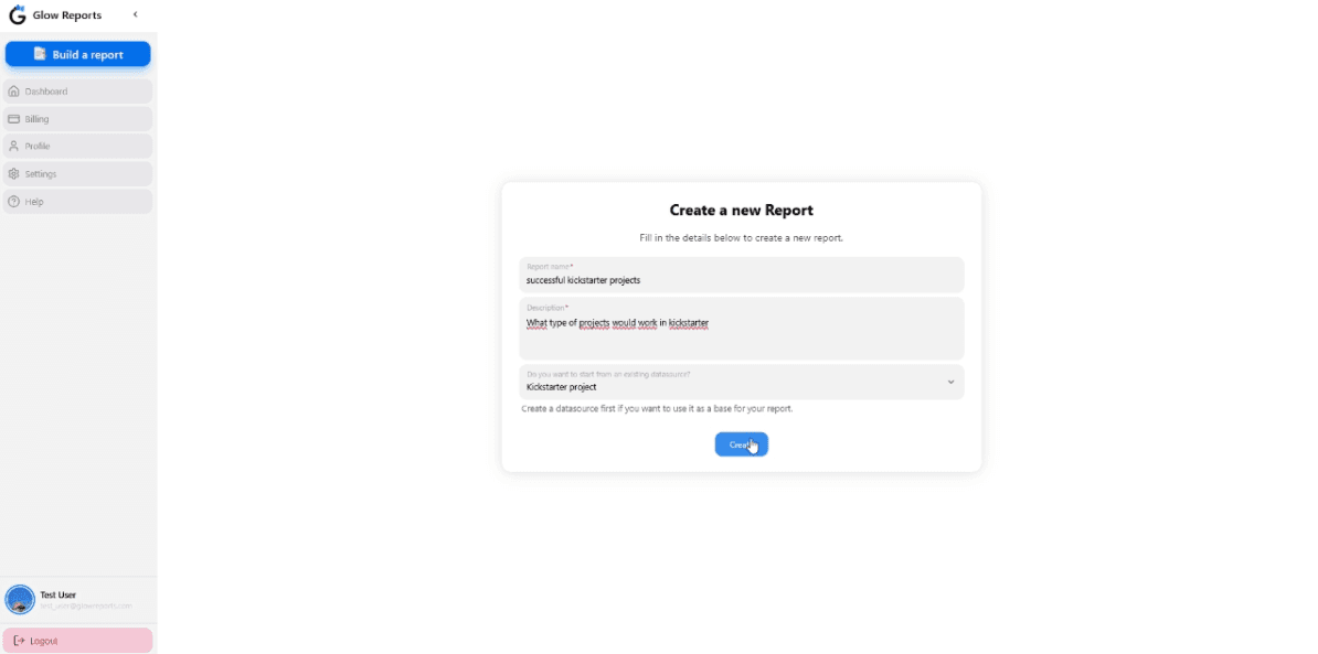 Intelligent report building interface