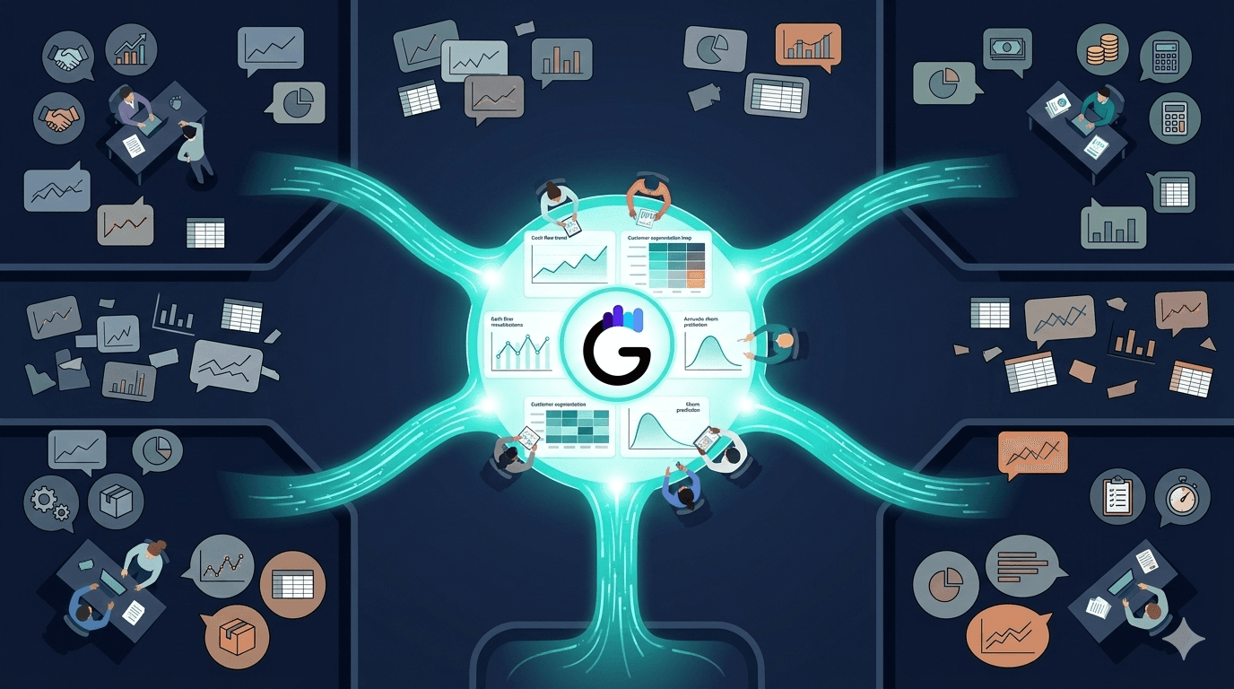 Dashboard showing unified analytics solving data silo problems in a growing company