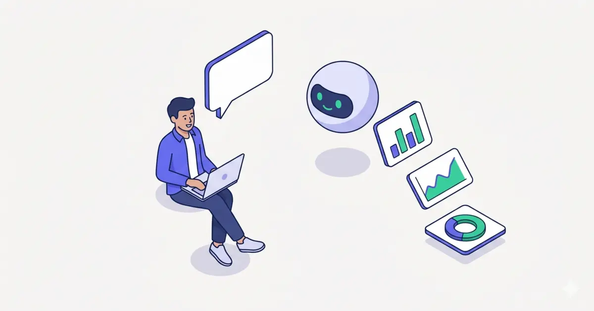 Non-technical user asking questions on a laptop and receiving instant chart visualisations