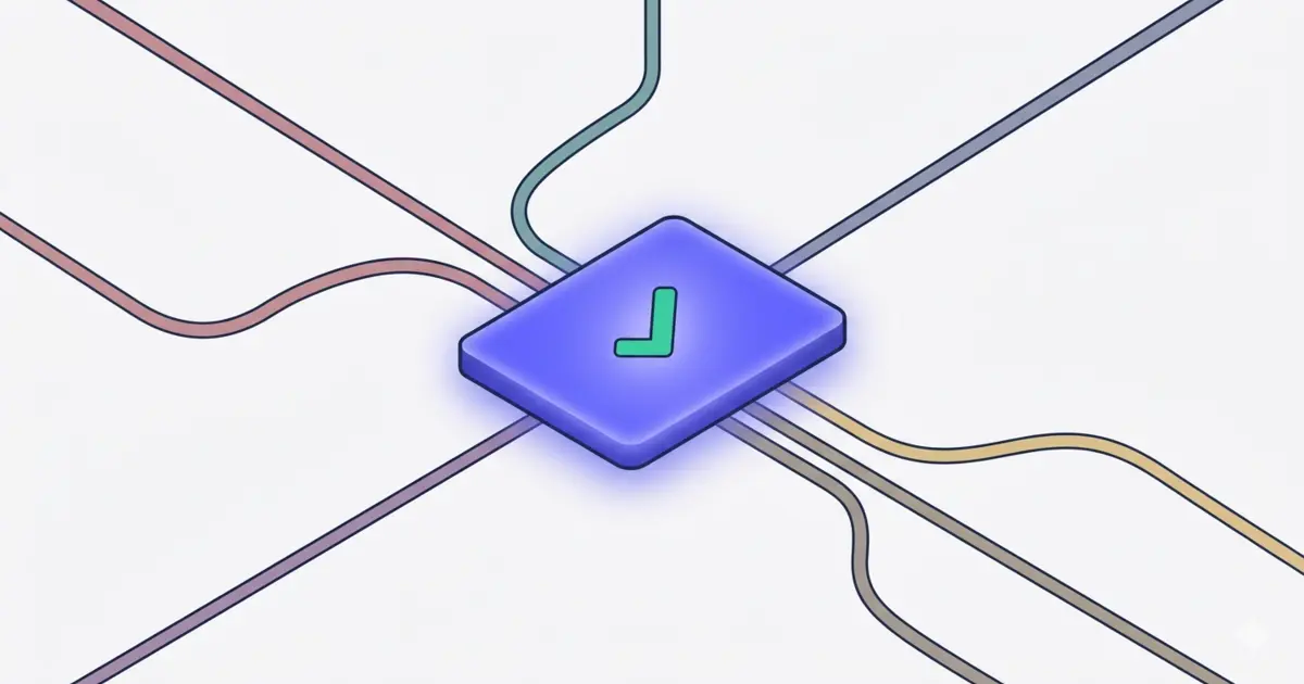 Multiple data streams converging into one unified dashboard with aligned metrics