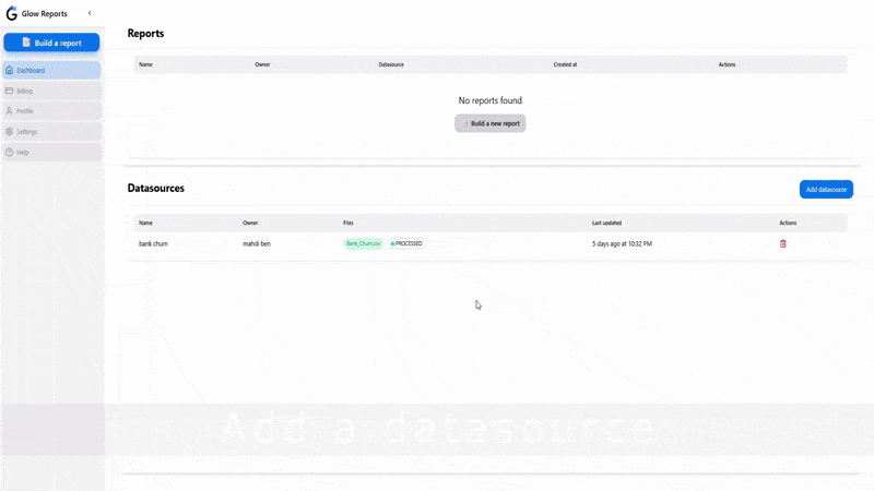 Glow Reports Demo - Upload, Process, Build, Download